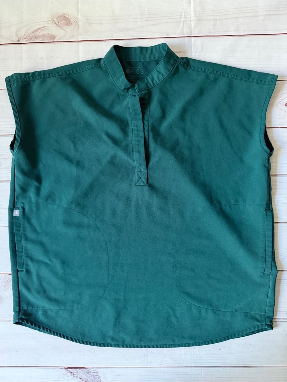 FIGS XS Teal Green Oversized Mandarin Collar Scrub Top Nurse Medical